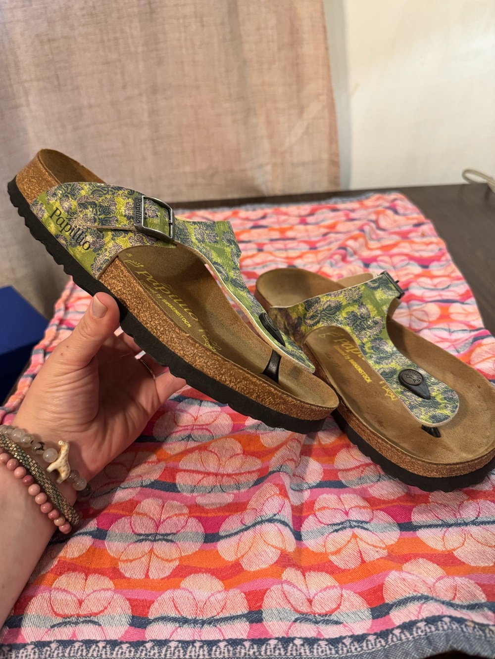 Birkenstock papillo Gizeh green sandals 7